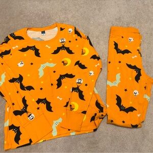 Old Navy Orange Bat and Skull Halloween Print Women’s Pajama Set - Large Tall